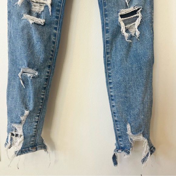 American Eagle Outfitters Women's Ripped Blue Skinny Jeans - Picture 6 of 11